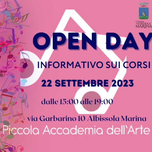Open day informativo 22/09/2023 dalle 15 alle 19