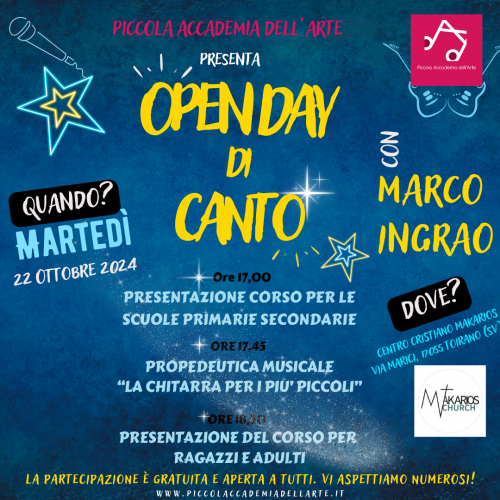 Open day di Canto Ponente in Canto 22 ottobre 2024